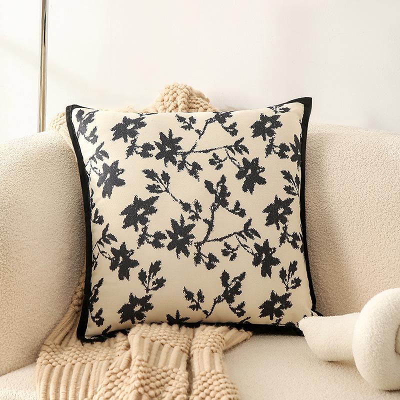 

National Trend Ink Embroidery Pillow Villa Chinese Sofa Living Room Cushion Backrest Waist Pillow Model Room Ornaments Backrest Bag 45 * 45Cm (pillow cover does not contain core)