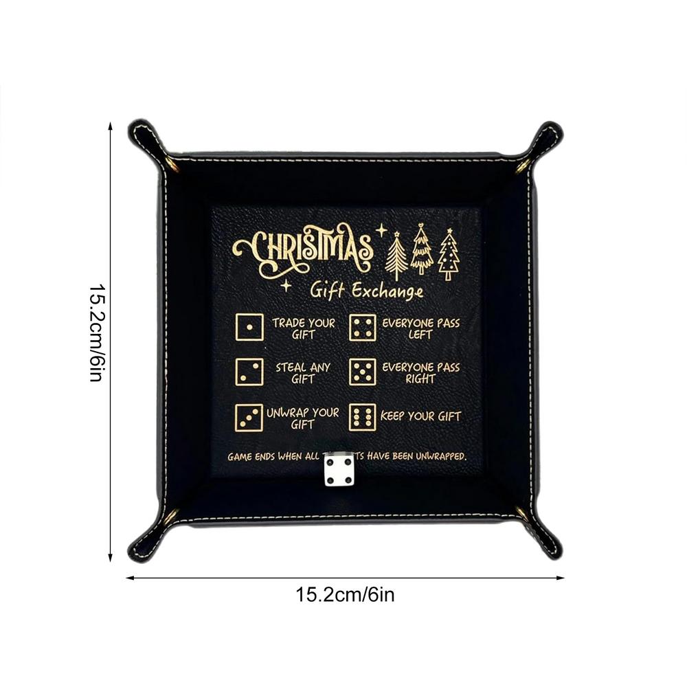 Tärningsmatta PU-läder Vikbar Förvaring Tärningskastare Bricka Med Graverad Regel För Familjesammankomst Högtidsparty Sovsal Spelkväll