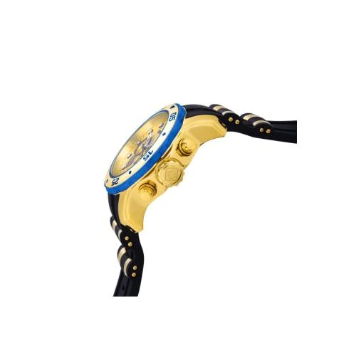 Invicta Pro Diver Quartz Watch, 48mm Case, Gold/Black Stainless Steel with Polyurethane Strap, Gold Dial, 17887, Men's