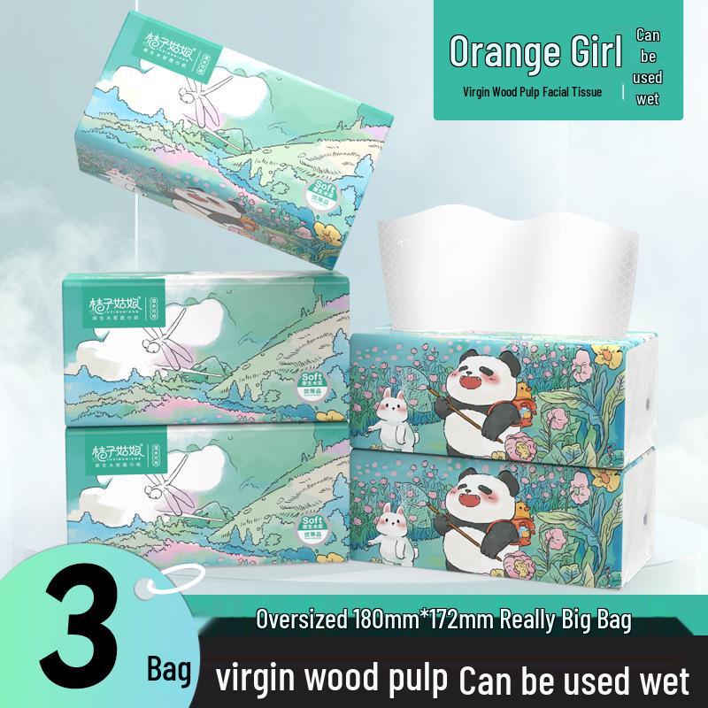 Оранжевая Девочка Большие Лицевые Салфетки, 480 Утолщенных Листов, Бытовые Вытягивающиеся Салфетки, Размер L для Ежедневного Использования