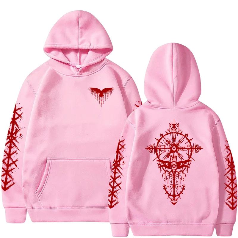 2025 Hot Sale Hoodie for Man Autumn Winter Daily Casual Sporty Jogging Sweatshirt Raven Rune Pattern Fashion Pullover