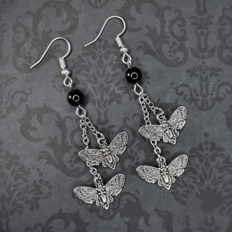 Dark Academy Gothic Death Moth Earrings: Magic Ghost Jewelry, Alternative Gothic Gift