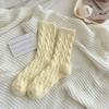 Women's Thick Fluffy Cable Knit Mid-Calf Plush Socks for Cold Weather and Postpartum Comfort