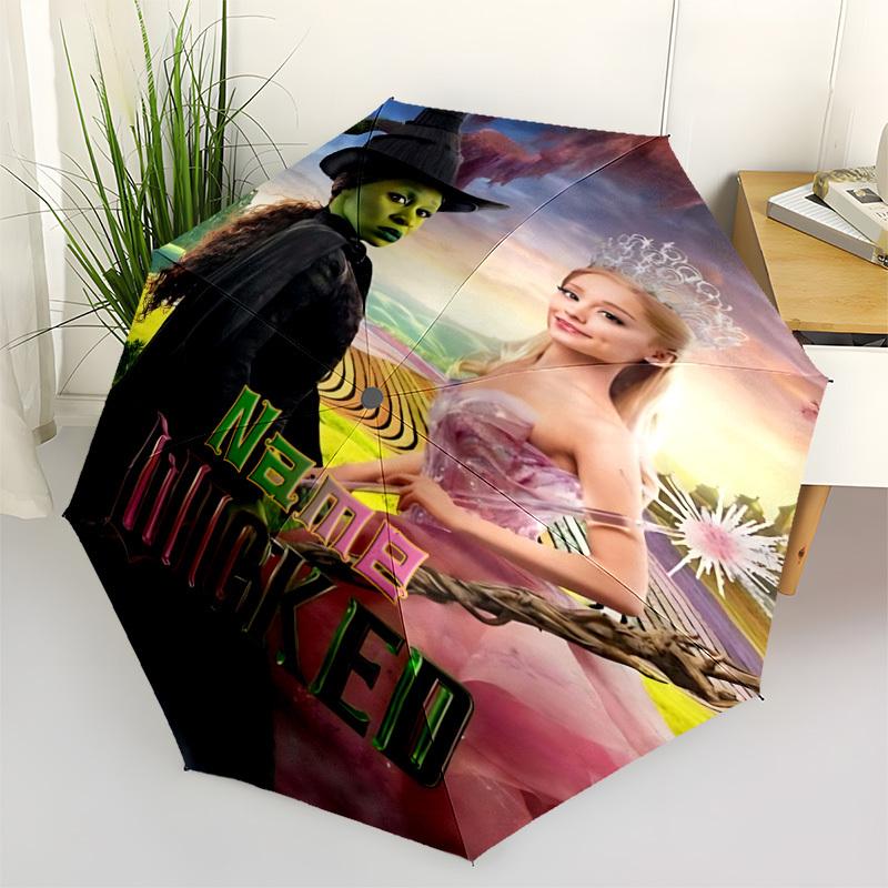1pc Wicked, Oz Custom Name Automatic Folding Umbrella - Compact 8-Rib Design, Durable Plastic & Iron, Daily Use 045
