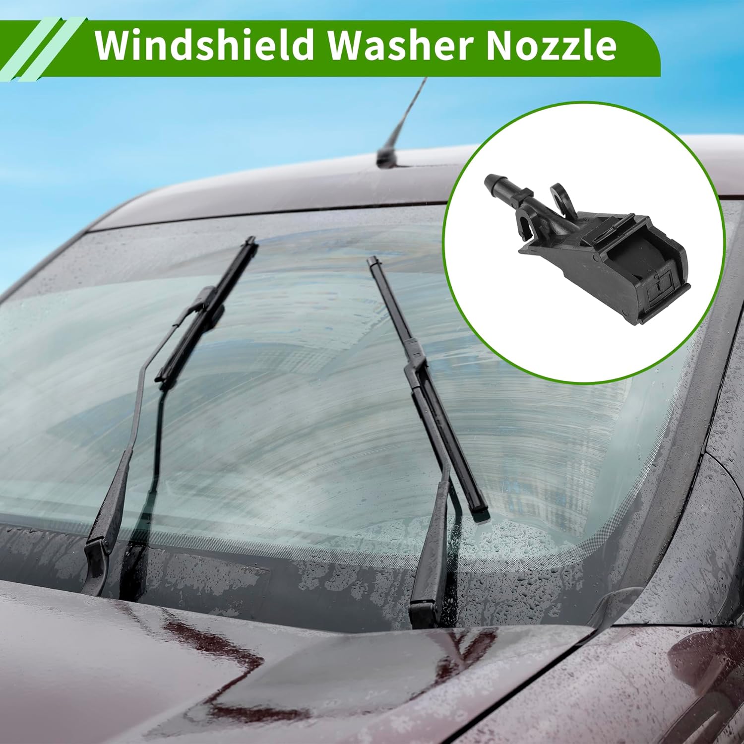 № 6E0955985 Форсунка омывателя лобового стекла для Volkswagen Passat 1997-2005 Черный Передний распылитель омывателя лобового стекла Стеклоочиститель Распылитель Струя омывателя Пластик 1 комплект