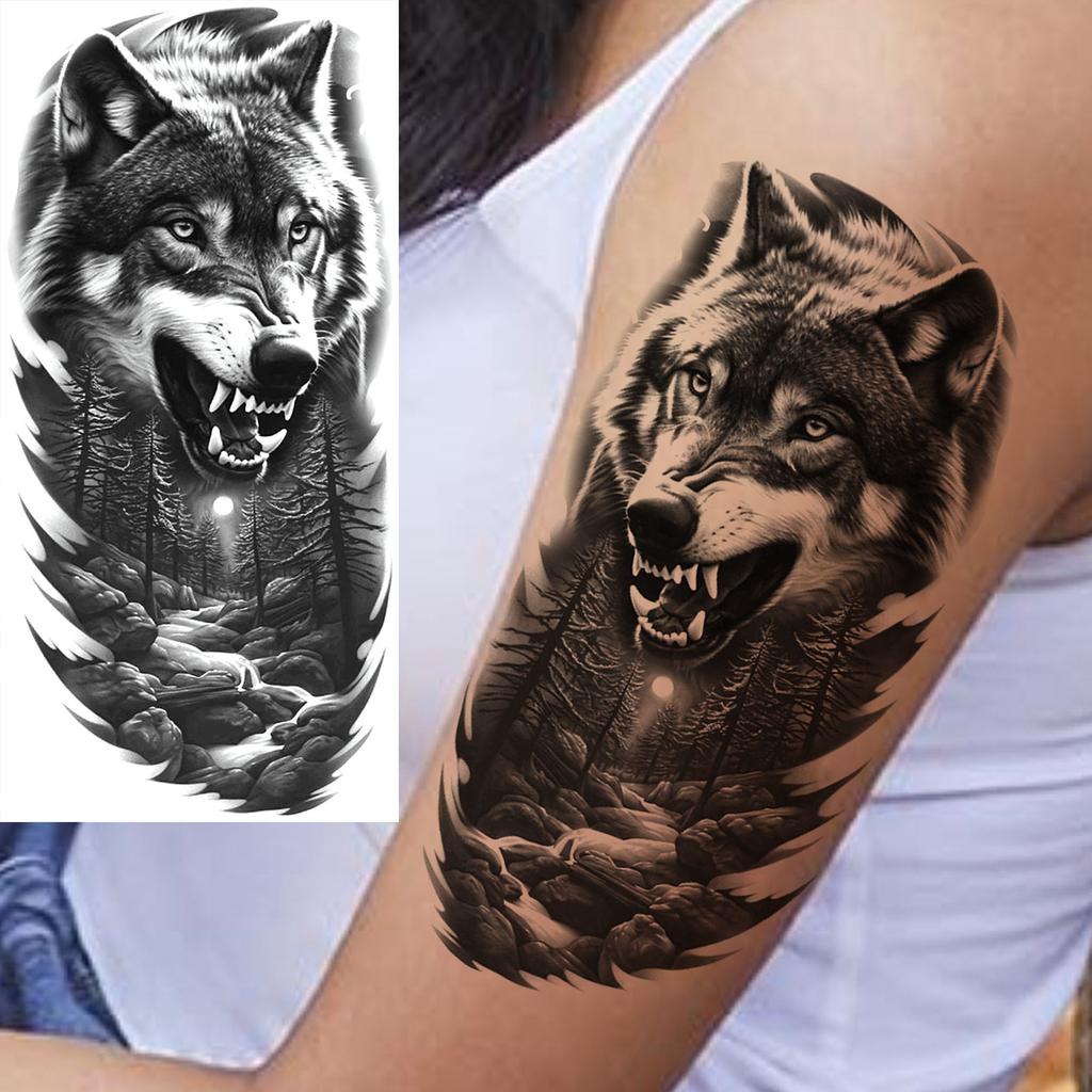 1 Sheet Cool Leopard With Rose Temporary Tattoos For Men Women Adults, Long Lasting Realistic Waterproof Fake Tattoo Sticker