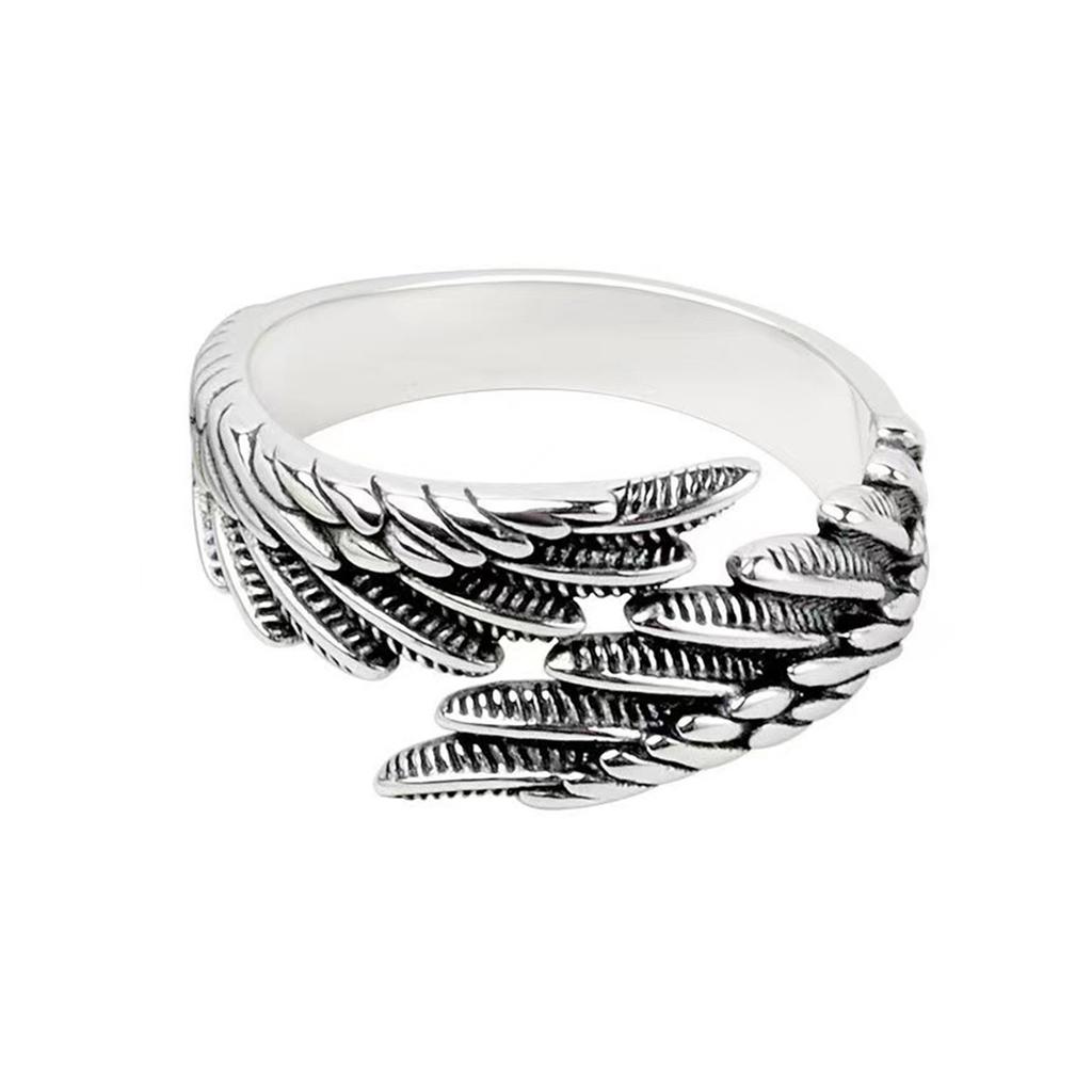 Open Designs Feather Styles Rings Adjustable Sizes Silver Plated Alloy Jewelry for Casual or Formal Occasions