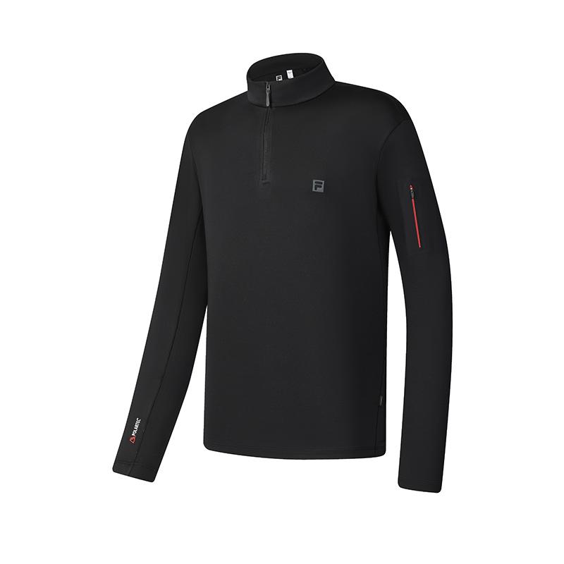 Fila Stand Collar Half-Zip Knitted Long Sleeve T-Shirt Men Tops Deep-Black A11M517209FBK