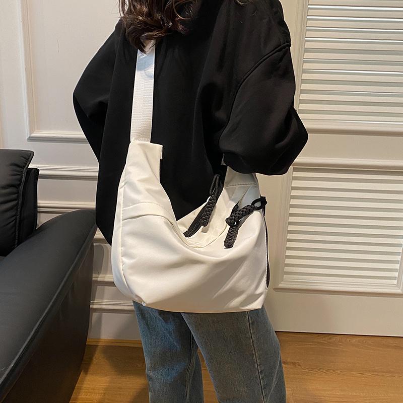 Trendy Nylon Crossbody Bag  Large Capacity Shoulder Bag  Casual Oxford Cloth Dumpling Bag For Outdoor Sport Cycling Hiking