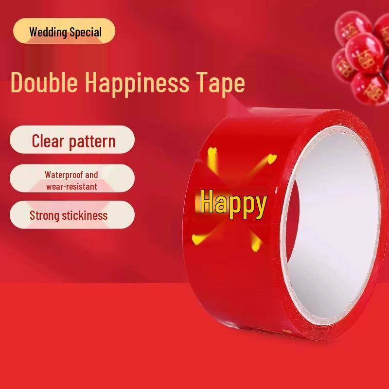 Red Double Happiness Wedding Theme Adhesive Tape for Festive Decoration