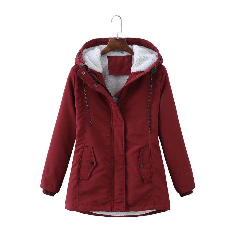 Parka de Mujer con Capucha y Mangas Largas, Forrada de Forro Polar, Cordón Ajustable, Corte Holgado, Abrigo Cálido de Invierno