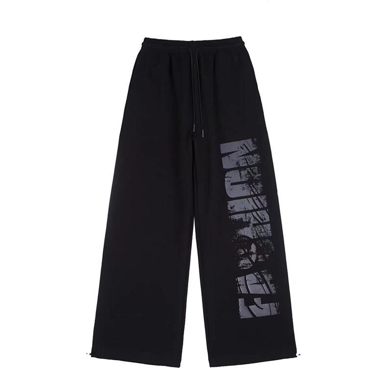 Women s Retro Flame Print Wide-Leg Sweatpants - Jazz Hip Hop Style XL