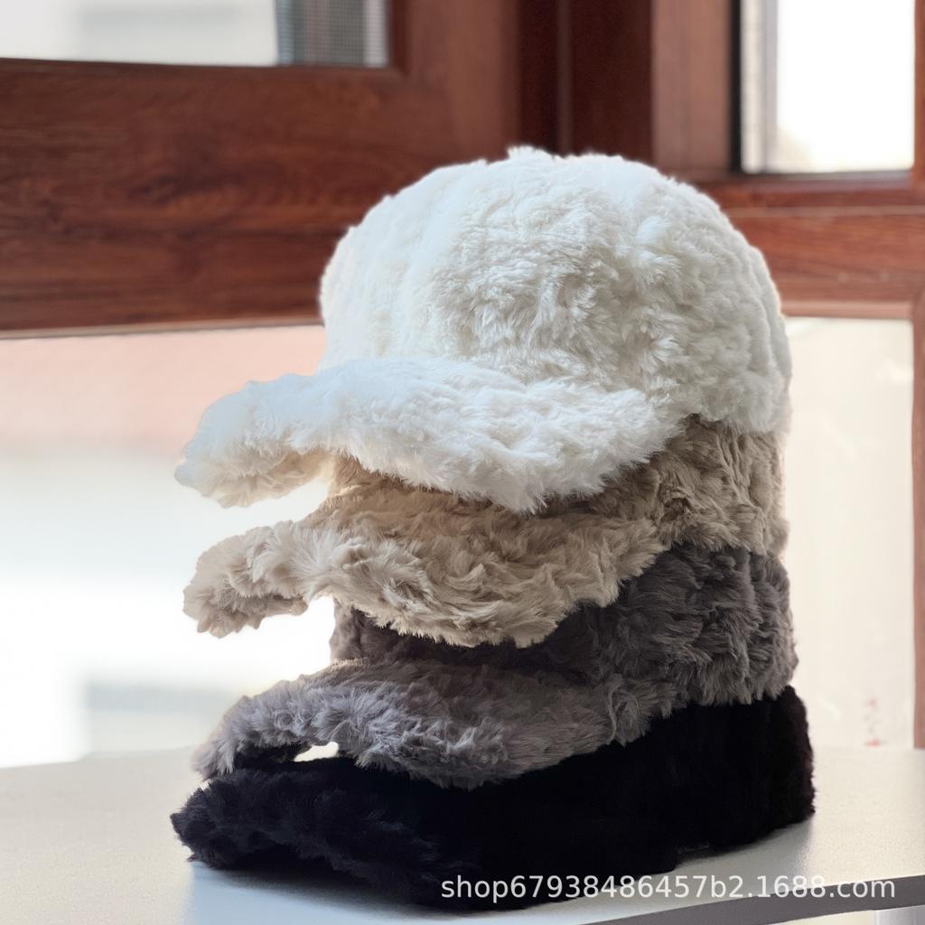 Autumn and Winter New Warm Baseball Cap Women's Soft Fufu Thickened Velvet Cap Winter Cute Face