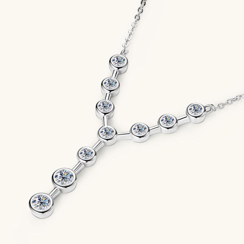 Silvere Glam New Product: Y-shaped Moissanite Diamond Pendant With A Light Luxury And Niche Design, 925 Pure Silver Collarbone Chain