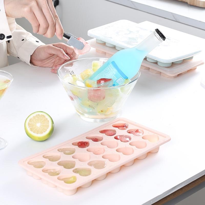 Flexible Ice Cube Molds DIY Cute Heart Shape Silicone Ice Cube Tray Ice Cube Makers Reusable Ice Cube Tools for Kitchen
