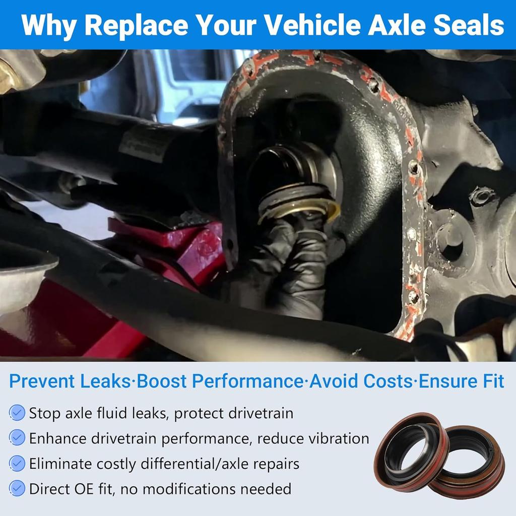 2pcs - 68304271AA Front Drive Axle Shaft Oil Seal Set Drive Axle Shaft Rubicon Dana 44 Dana 30 Differential Carrier Seal 30710863 for Jeep 2007-2017