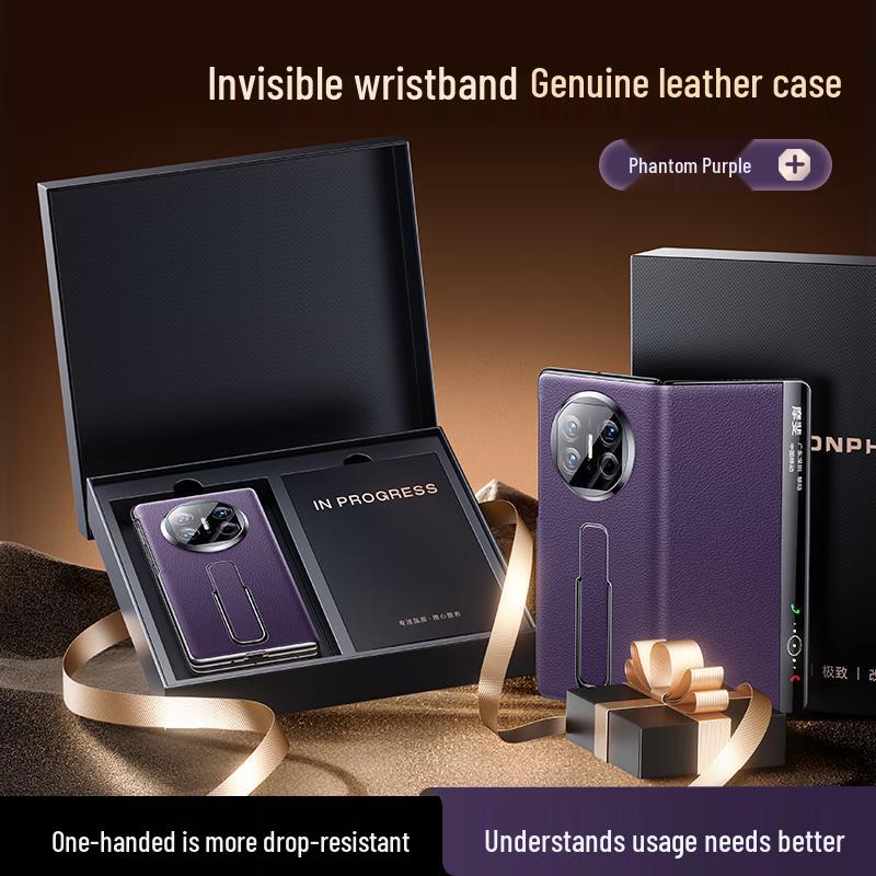 MOFI Huawei Mate X5 Genuine Leather Magnetic Flip Case with Invisible Wrist Strap