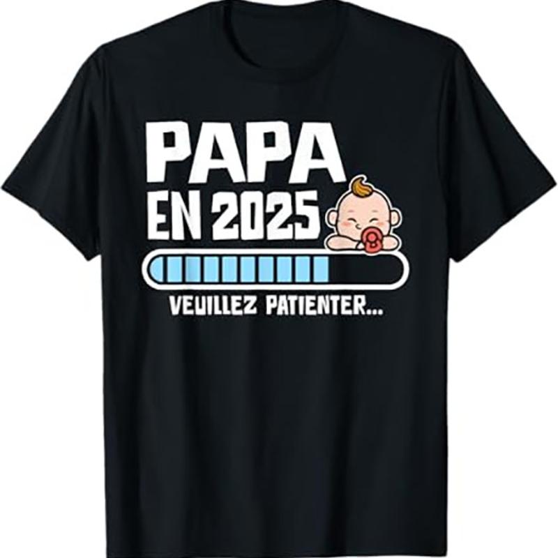 

Futur Papa 2025 Tshirt Papa En Cours 2025 T Shirt Black 5XL різнокольоровий