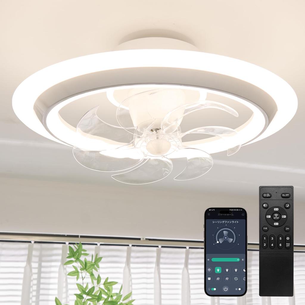 Stylish TENKOO&YOU Ceiling Fan Light, Light Guide Plate, LED Ceiling Fan, 150W Equivalent, 4000lm, Night Light, Fan, Circulator, AppRemote Control,