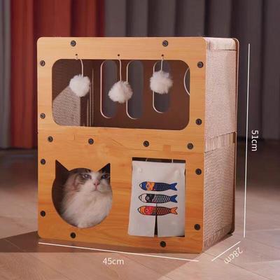 OJW Japanese Double-Layer Cat Condo with Scratcher