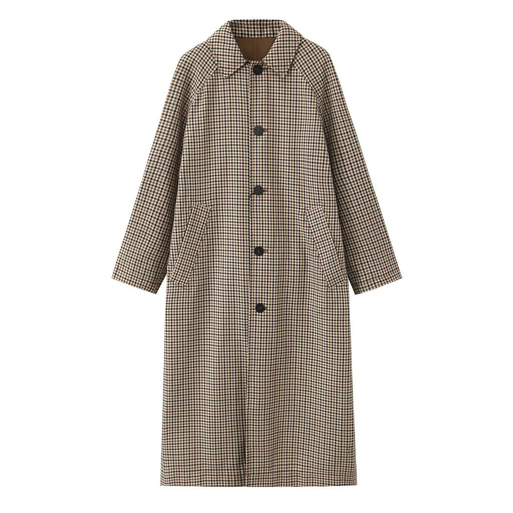 European and American style, new women's clothing, fashionable, casual double-sided plaid lining trench coat