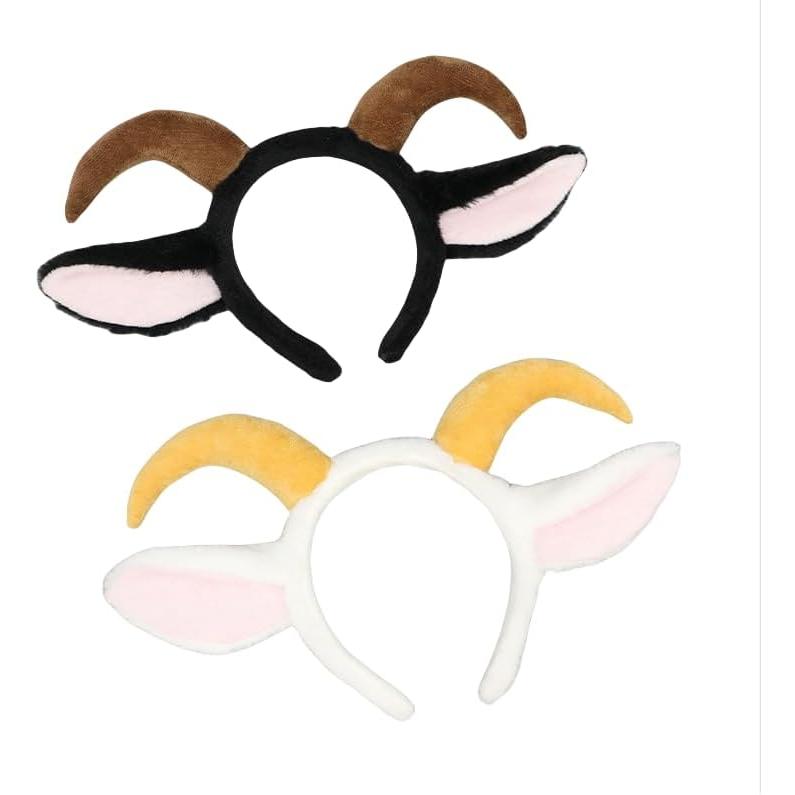 [Moonlove] Halloween Animal Headband Sheep Horns Horse Ears Deer Horns Hair Accessories Set of 2 Animal Ears Hair Band Animal Cosplay Props Hair