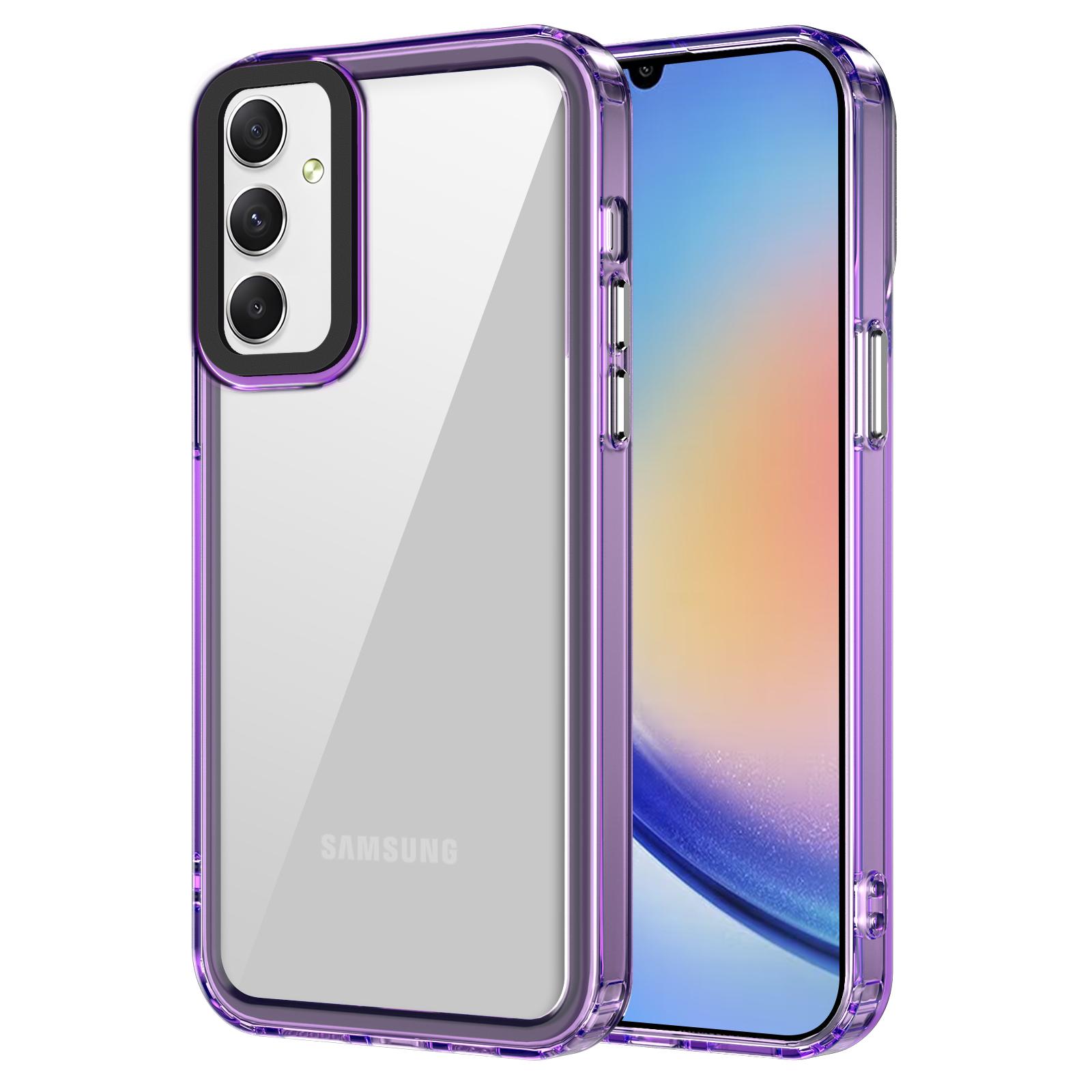

For Samsung Galaxy A34 5G Protective Cases PC+TPU Crystal Clear Phone Cover Transparent Purple