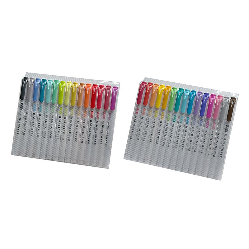 15 Colors Double Headed Highlighter Pen Set Fluorescent Drawing Markers Highlighters Pens Art Japanese Cute Pastel Stationery