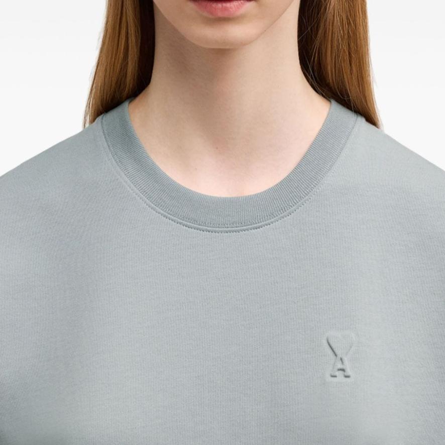 AMIPARIS Ss25 Jednokolorowa Trójwymiarowa Koszulka Bawełniana Okrągły Dekolt Krótki Rękaw T-shirt Unisex Niebieski UTS027726-BLUE