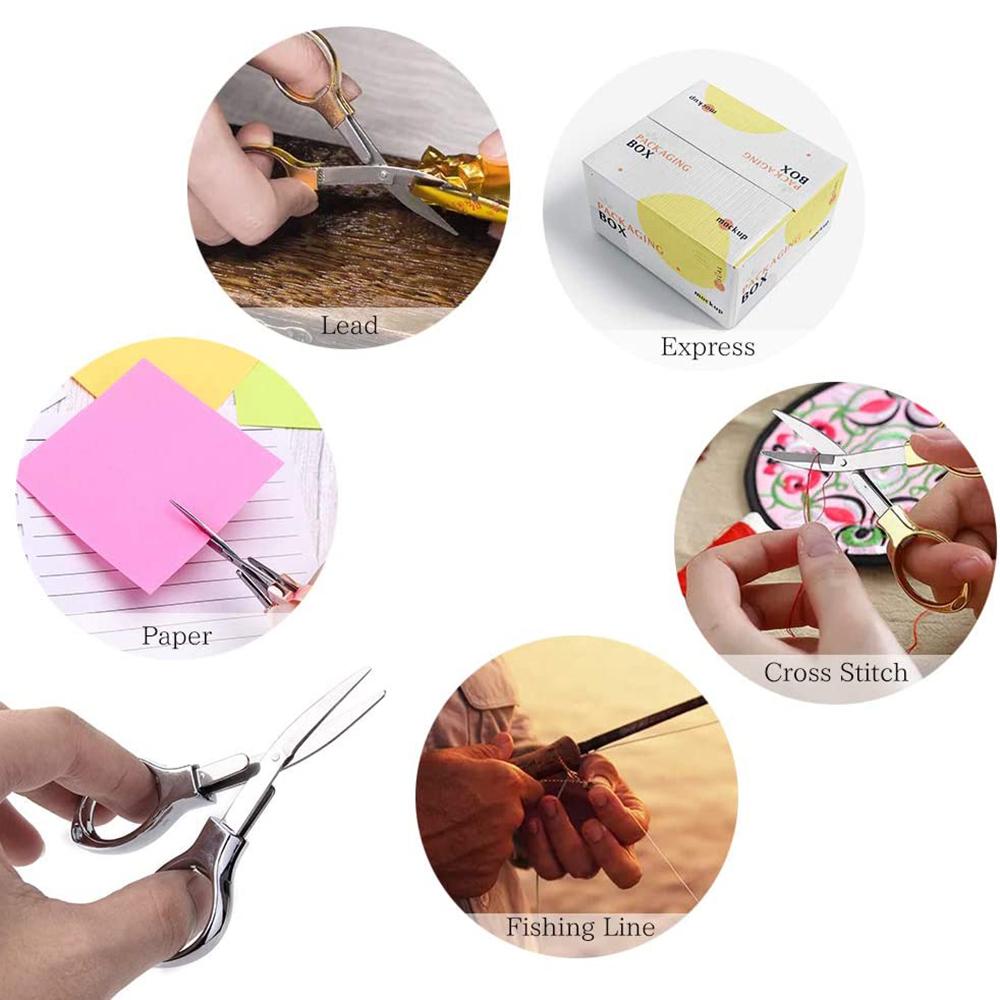 1Pc Mini Folding Keychain Scissors Small Glasses Shaped Travel Scissors Telescopic Thread Cutter Shears for Sewing Crafting Tool