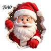 Holiday Wall Stickers for Cabinets 3D Christmas Santa Claus Stickers, Self Adhesive PVC Decals with Realistic Breaking Festive Murals Bedroom Effect,