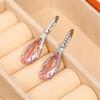Luxury Copper Color Metal Inlaid Pink Zircon Earrings for Women Exquisite Fashion Engagement Wedding Dangle Earrings Jewelry