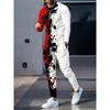 Men's Fashion Graffiti Novelty Pajamas Loungewear Set Autumn Men's Daily Casual Long-sleeved T-shirt Street Fashion Pants