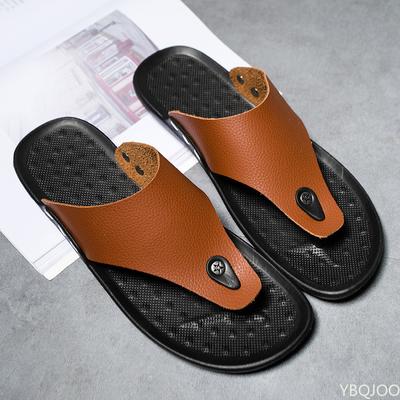 Chaussons tendance pour hommes, tongs d'été, pantoufles de plage, sandales marron, chaussures confortables, chaussures de salle de bain antidérapantes, diapositives pour hommes