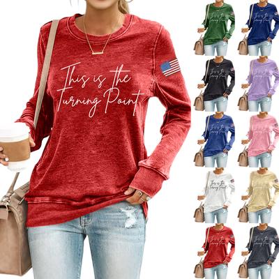 (THIS IS THE TURNING POINT) Women's Fashionable Casual Long-sleeved Printed Round Neck Sweatshirt Top