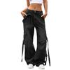 Women's Casual Fashion Solid Color Elastic Waist Pockets Wide Leg Straight Jeans Pants