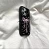 Pink bow floral application Apple 17 mobile phone case iPhone16 matte PC14 girl 15 large holes 13 hard case