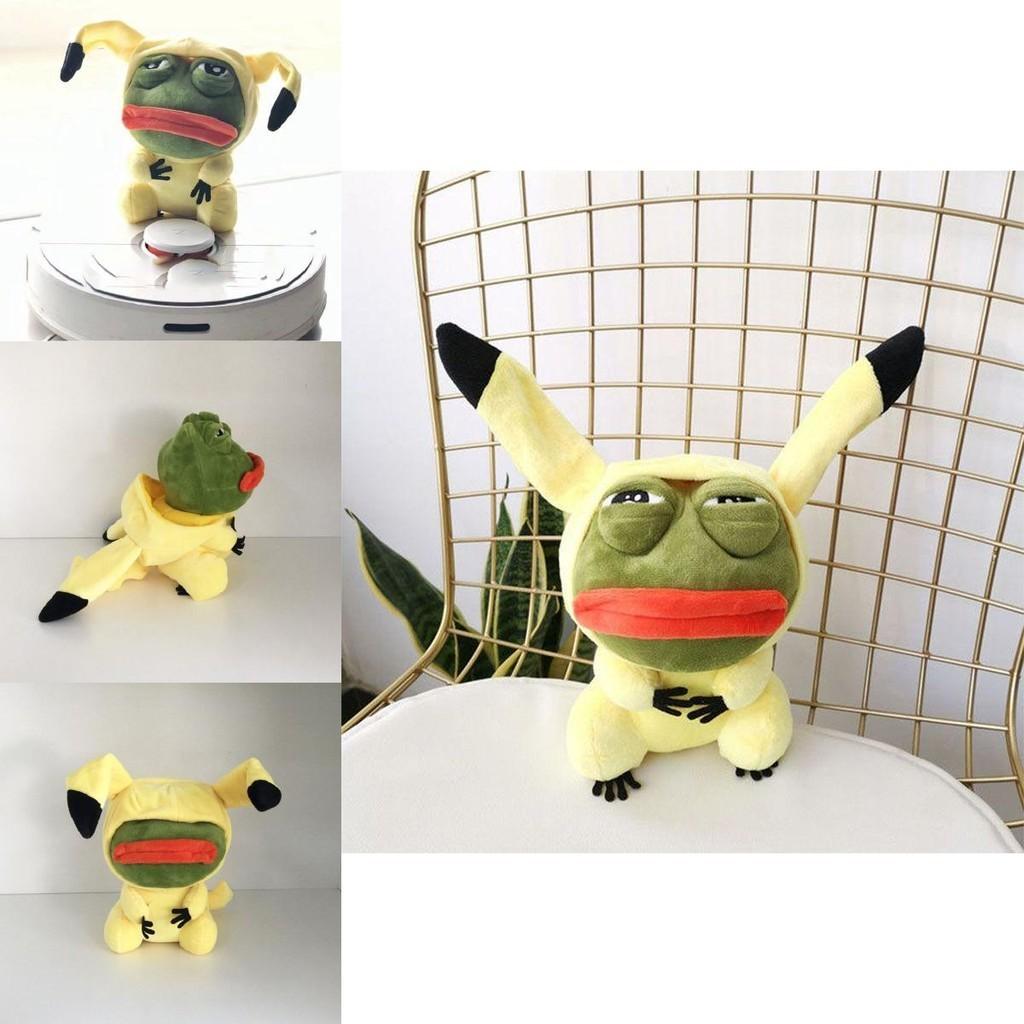 Lovable Pikachu Kawaii Stuffed Toy With Sad Frog Design For Children 15 Inches Plush