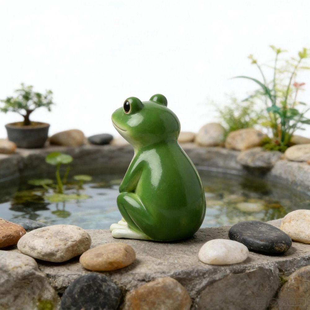 Cute Style Cartoon Frog Figurine Creative Craft Frog Garden Decor  Courtyard Gardening