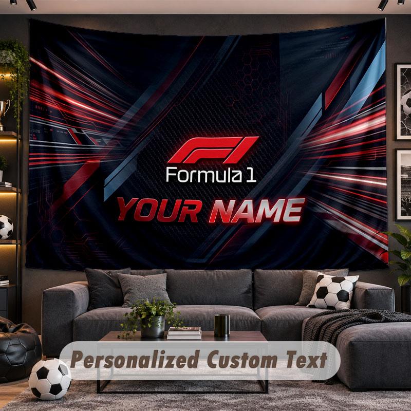 Wall Hanging Tapestry Custom NameF1 Pattern Personalized Printed Fabric Wall Decor