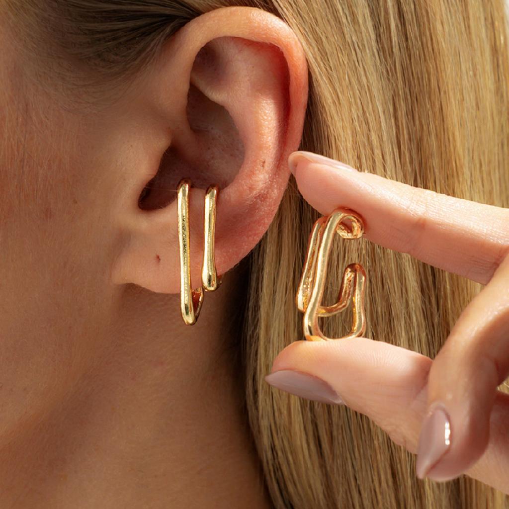 Ingemark Minimalism Gold Color Irregular Geometry Clip Earring for Women Vintage Metal No Piercing Earring 2026 New Year Jewelry