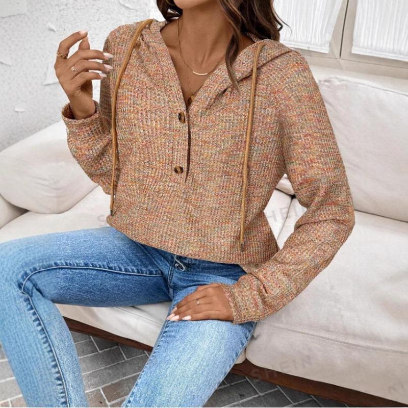 

Осенне-зимний свитер с капюшоном на пуговицах, свободный с длинными рукавами, толстовки и свитшоты для женщин XXL