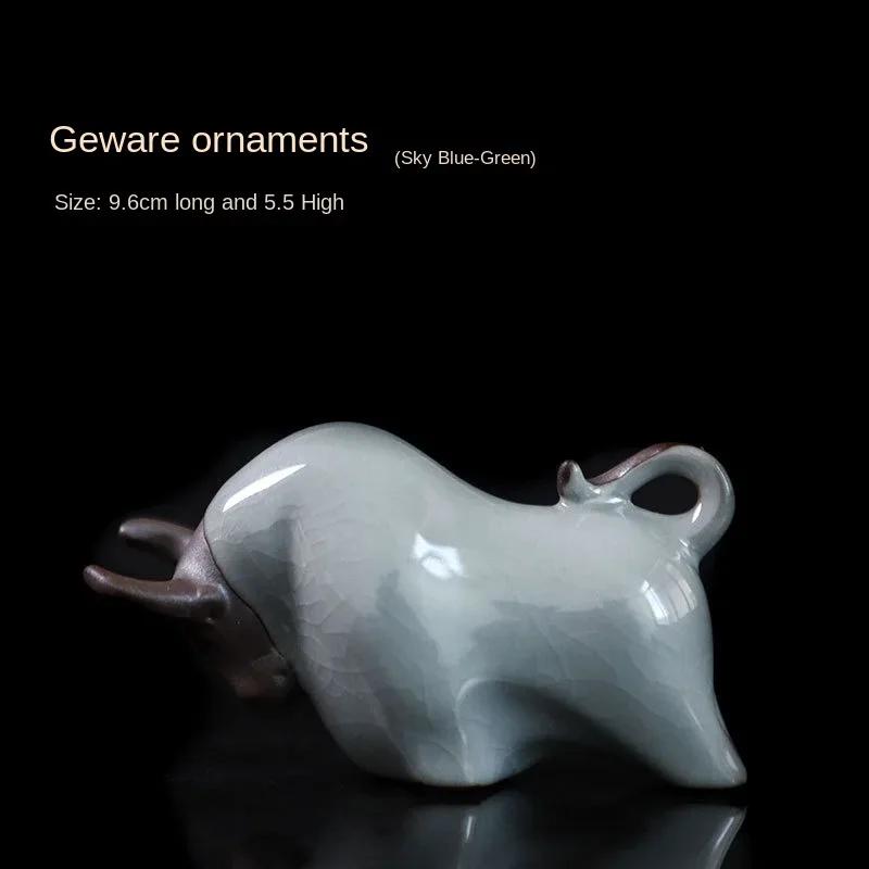 

Tea Ornaments Decoration Ceramic Cow Ru-Porcelain Gracked Glaze Supportable Tea Set Kung Fu Accessories Tea Pet
