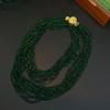 Green Baby's Breath Crystal & Rice Bead Long Necklace - Trendy Dual-Use Sweater Chain for Women