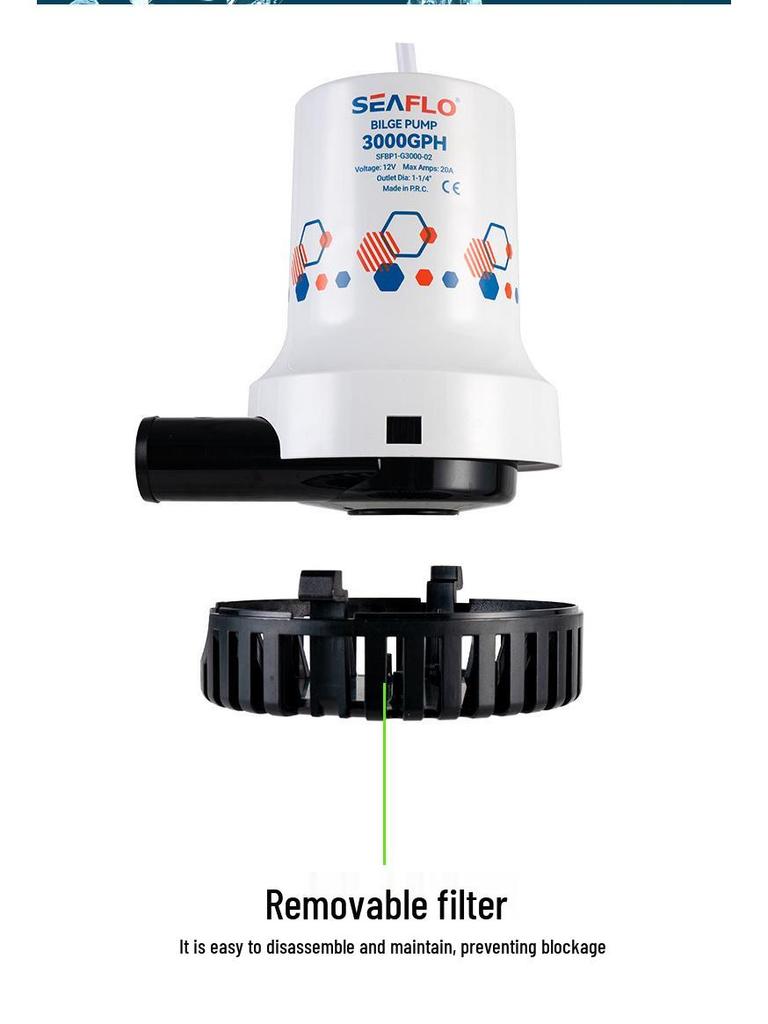 12V/24V DC Submersible Marine Bilge Pump for Fishing Boats - High Flow Seawater Drainage Pump