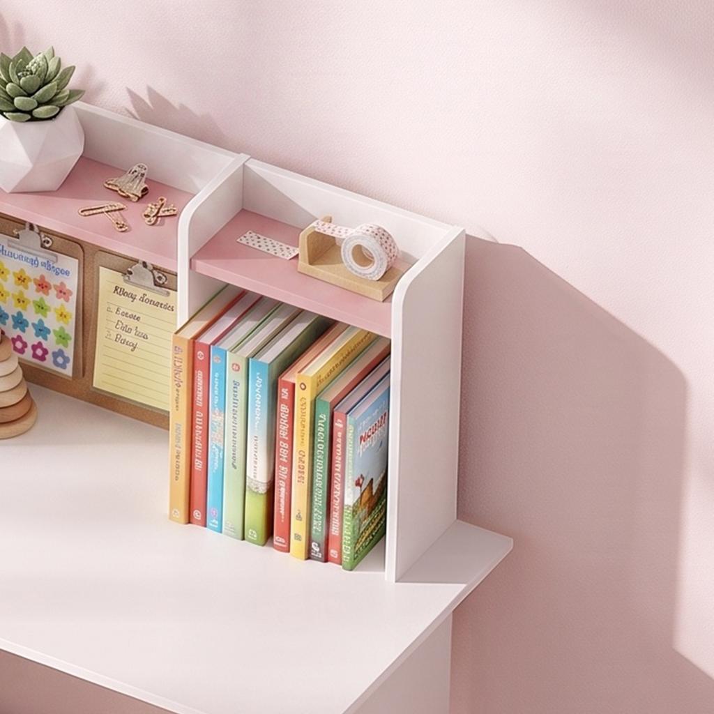 Children's Desk with Chair, Adjustable Tablet Stand, Pen Holder, Cork Board, Ages 5-12, Pink