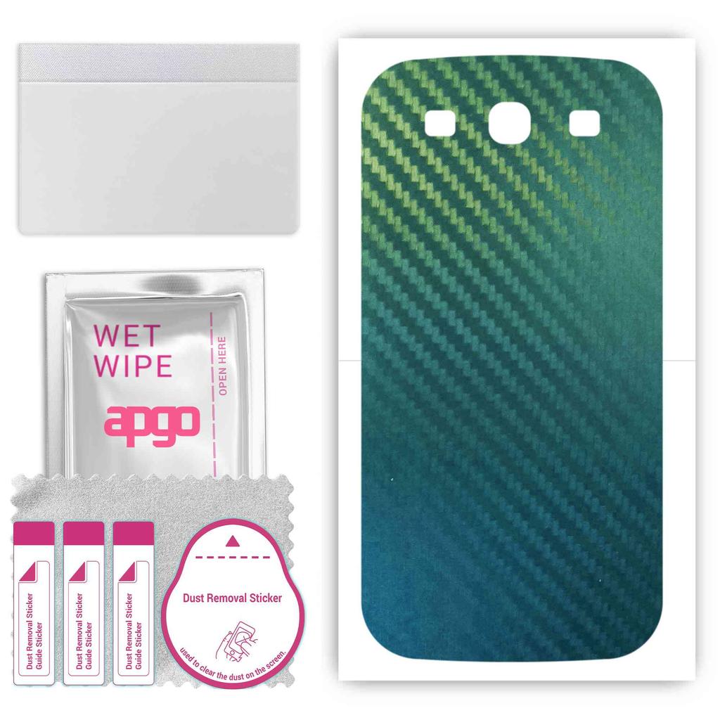 apgo Protective Skin Sticker for the Back Compatible with Samsung Galaxy S3 I9300, Wrap Film, Foil, Vinyl - Pattern Carbon Chameleon CAKA1