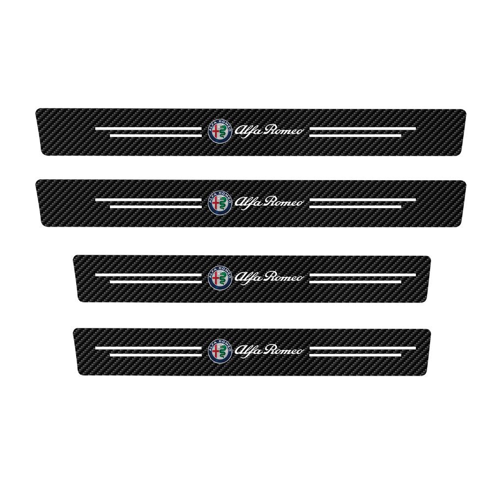 4PCS Sill Sticker Black Car Decoration Car Accessories For Alfa Romeo Tonale Giulietta 156 159 MITO Stelvio Sportiva GT Brera