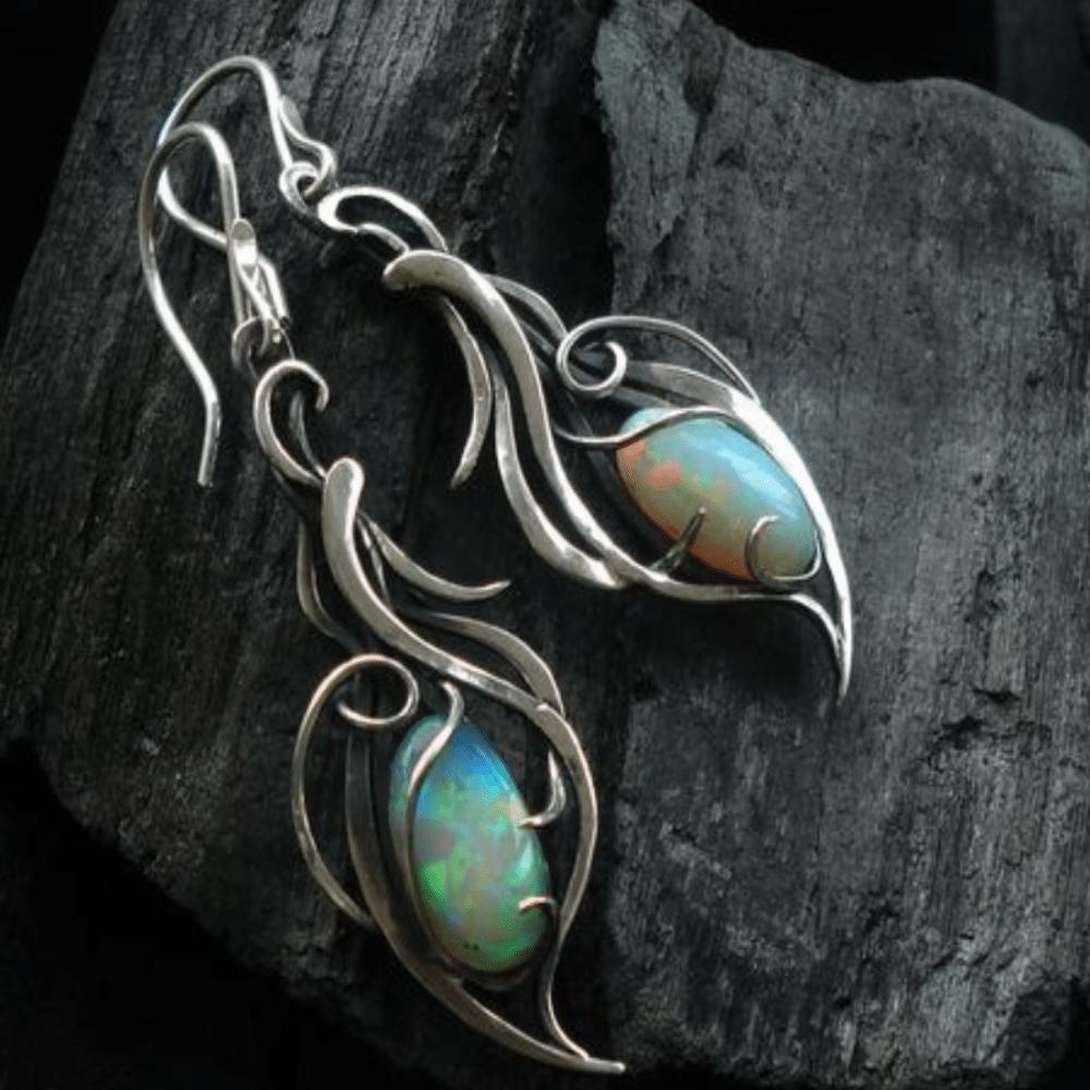 

A Pair Opal Pendant Pendant Earrings Silver Color Elegant Jewelry Silver Color Earrings Festivals 1