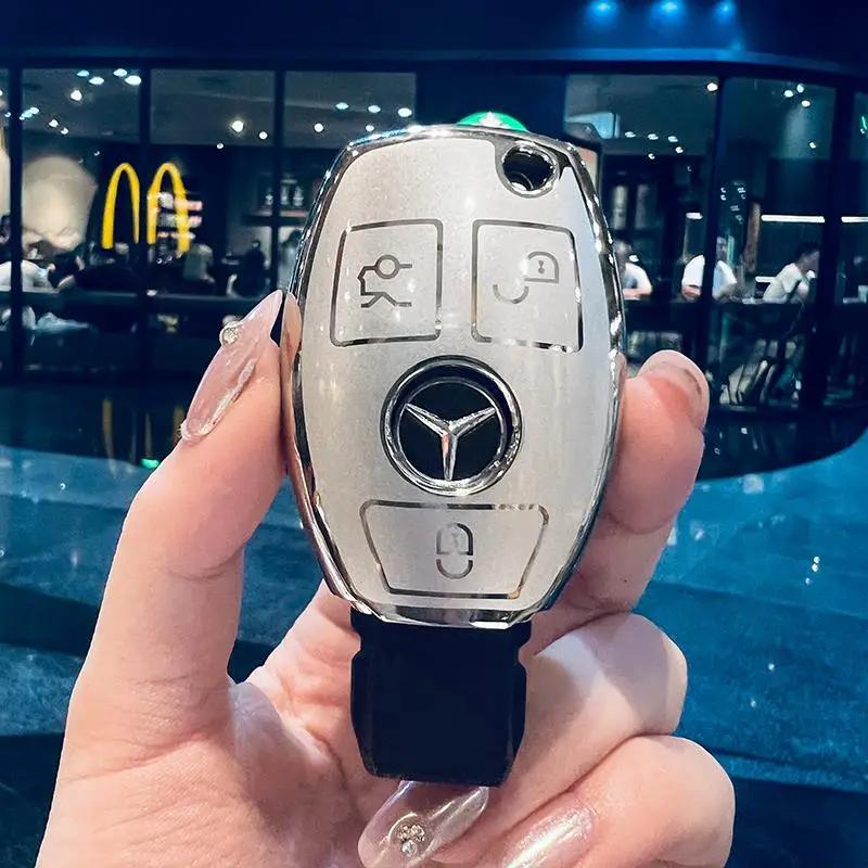 FA9for Mercedes Benz W206 W223 C S Class S350 C200 C260 C300 S400 S450 S500 S480 S580 TPU car key case cover remote holder keychain